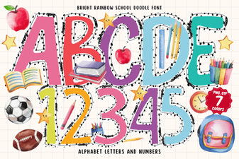 Bright Rainbow School Doodle Font for Fun Creative Projects